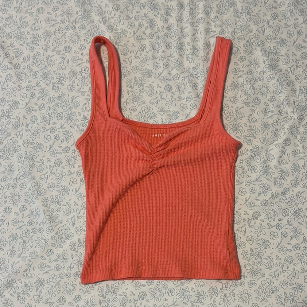 American Eagle Coral Ribbed Tank Top